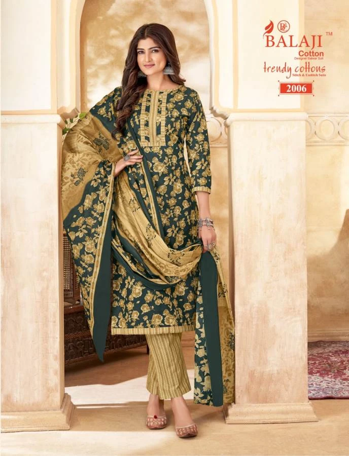 Balaji Trendy Cotton Vol 2 Cotton Wholesale Salwar Suit Catalog — Wholesale Salwar Suits, MPA wholesale from Surat - Gallery Image 7